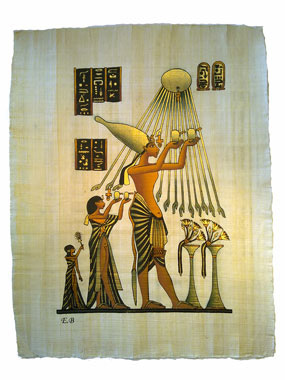 Papyrus Pharao Achnaton, die Sonnenscheibe