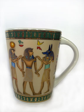 Porzellantasse Anubis, Horus und Tut