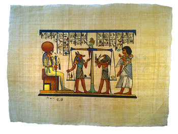 Papyrus Wiegen des Herzens Zeremonie.